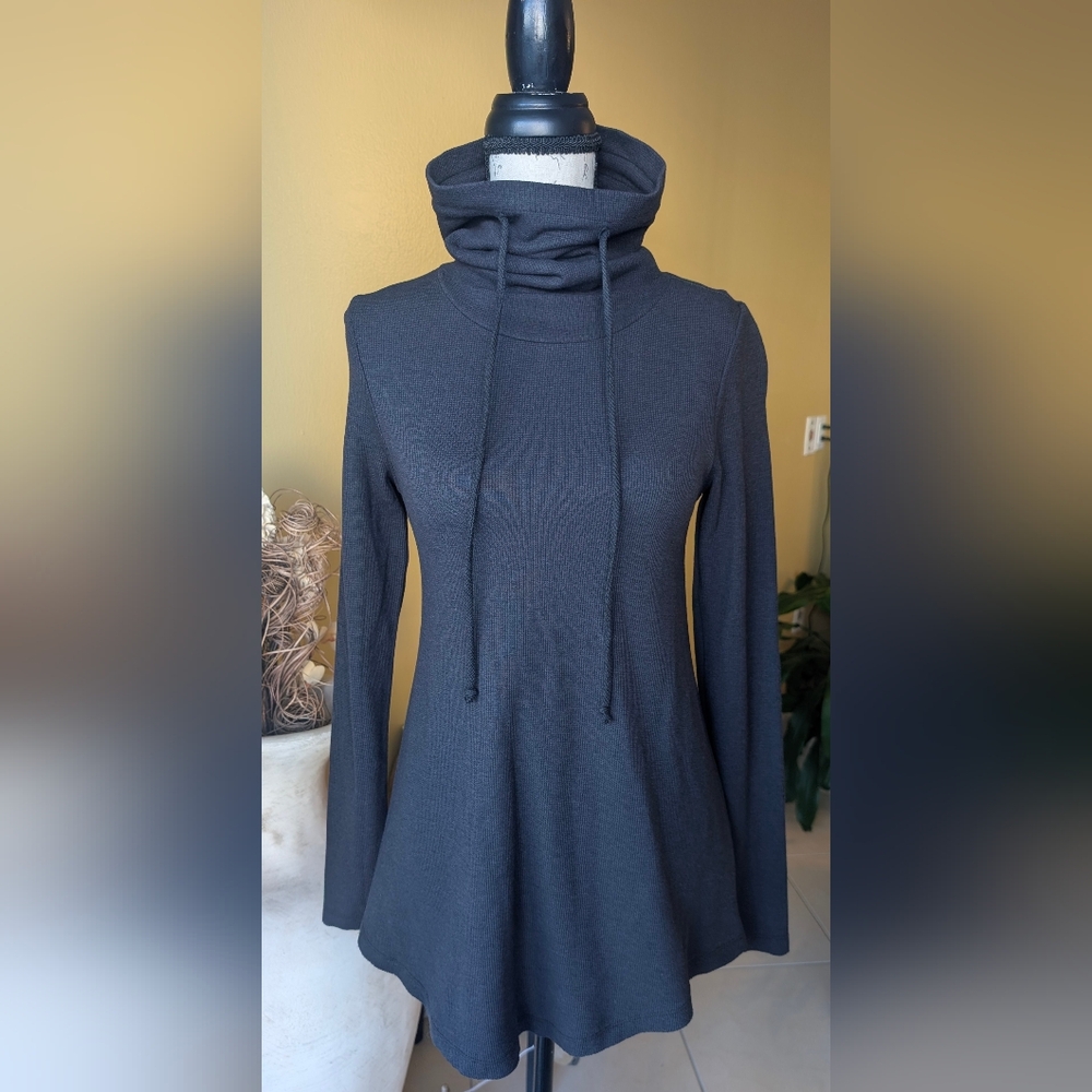 SOUTHCOTT Black Adjustable Drawstring Turtleneck Sweater Tunic Size XS